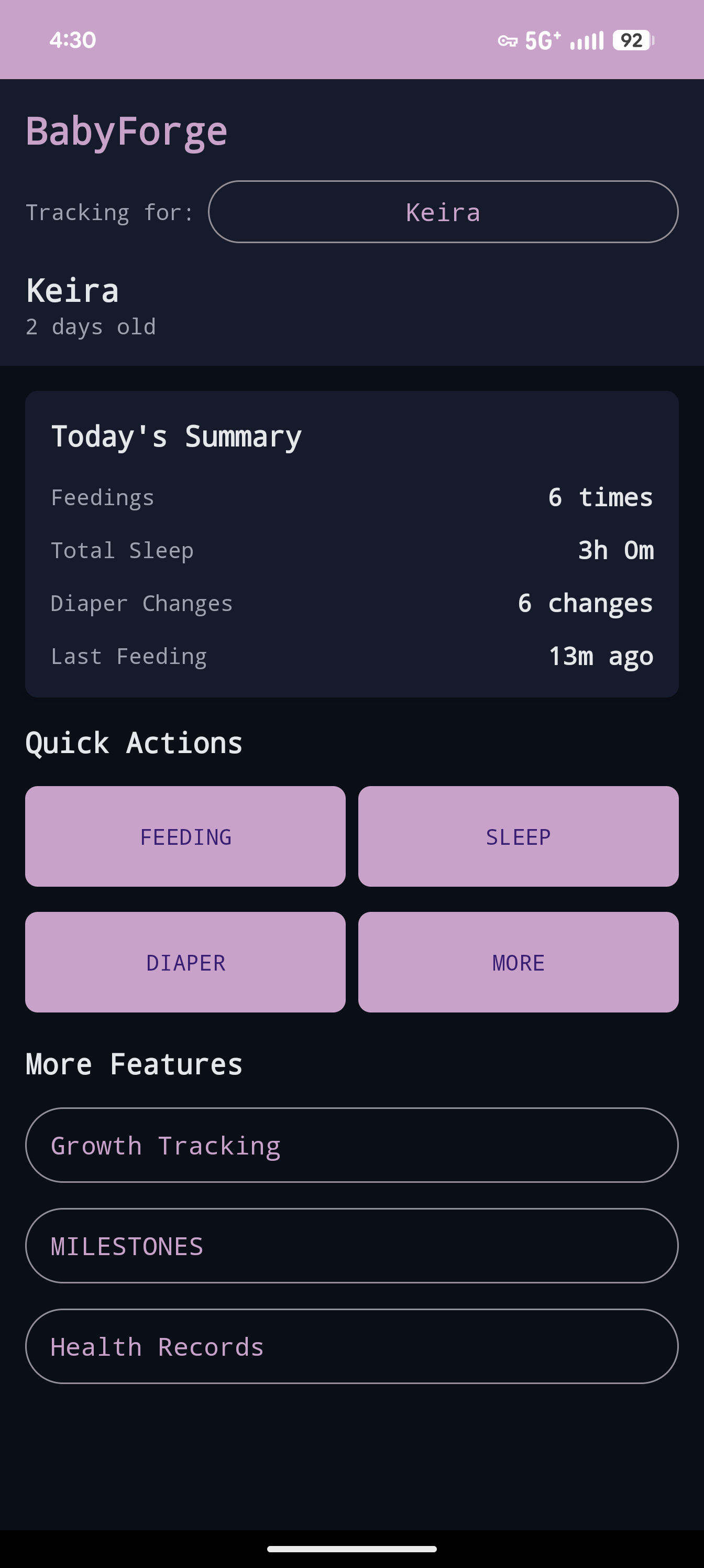 BabyForge - Feeding & Diaper Log