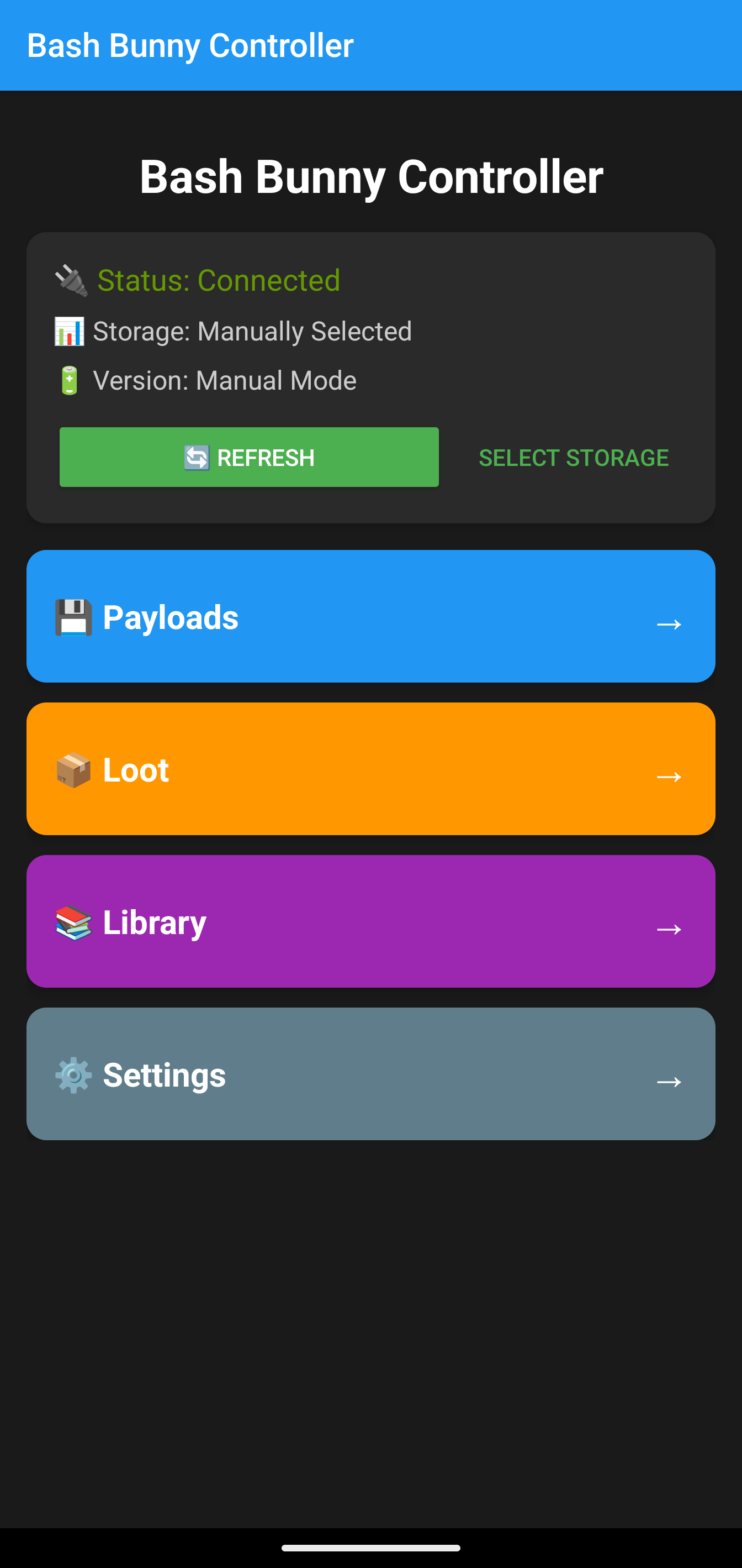 Bash Bunny Controller - Main Dashboard
