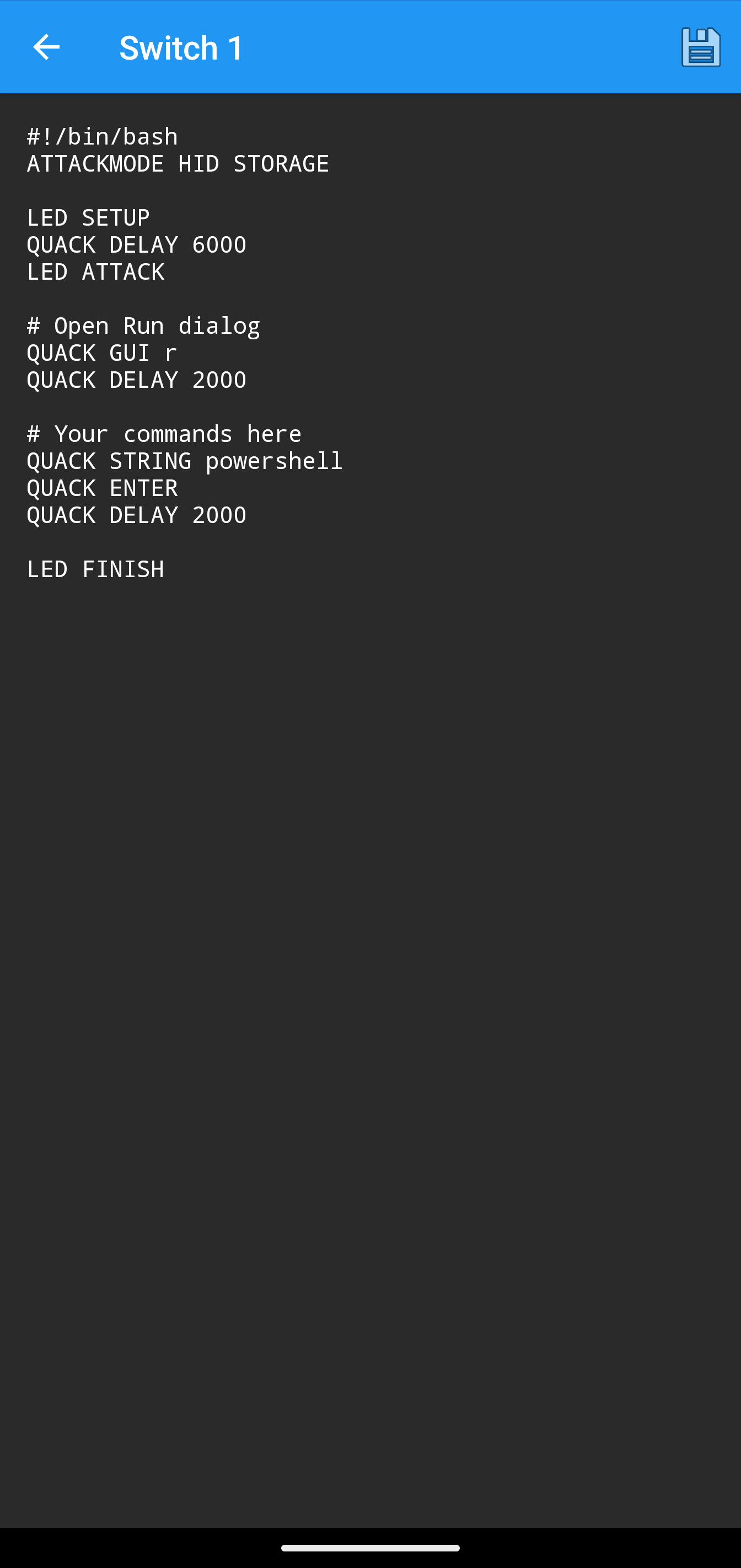 Bash Bunny Controller - DuckyScript Editor